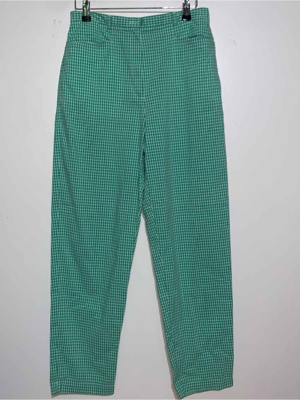 Talbots Green & White Gingham Perfect Skimmer Pants - Size 8